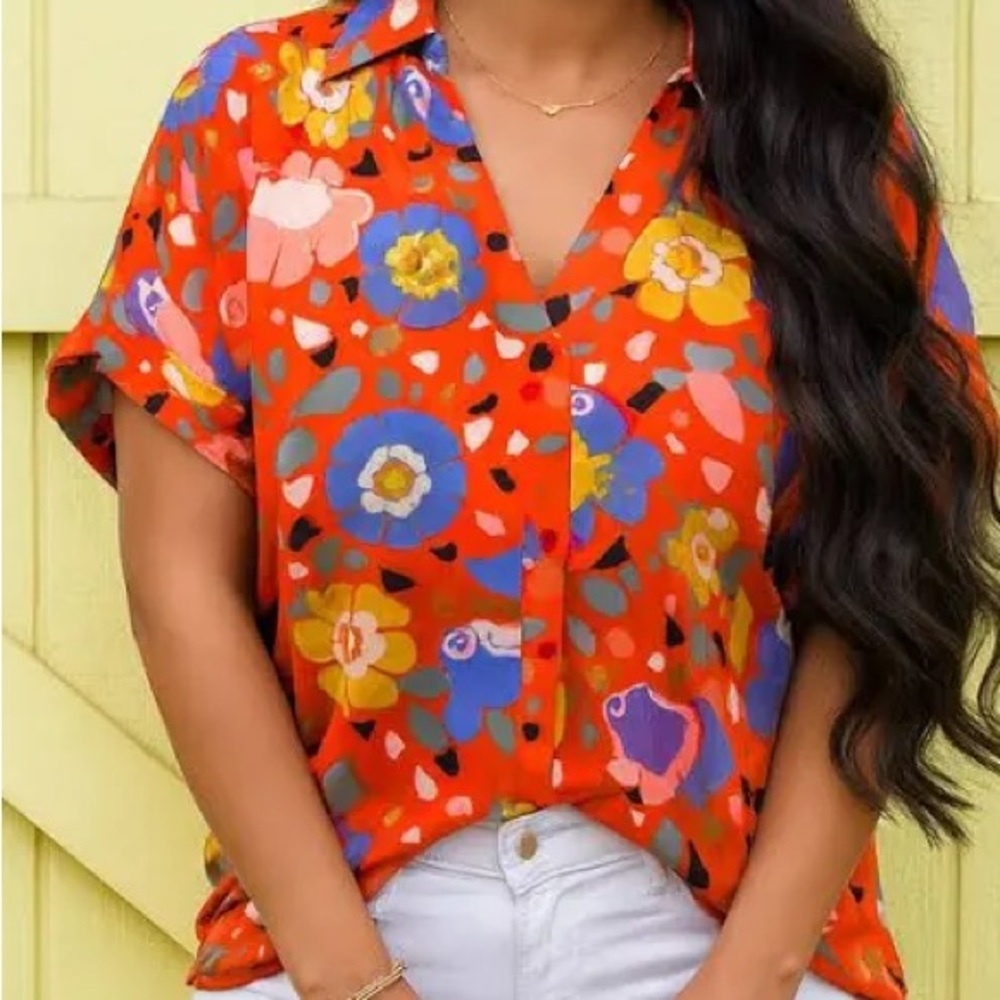 Floral Print Women's Top - Multicolor Cabi Replay